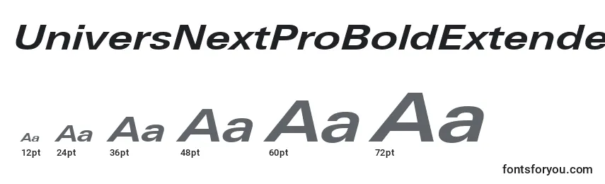 UniversNextProBoldExtendedItalic Font Sizes