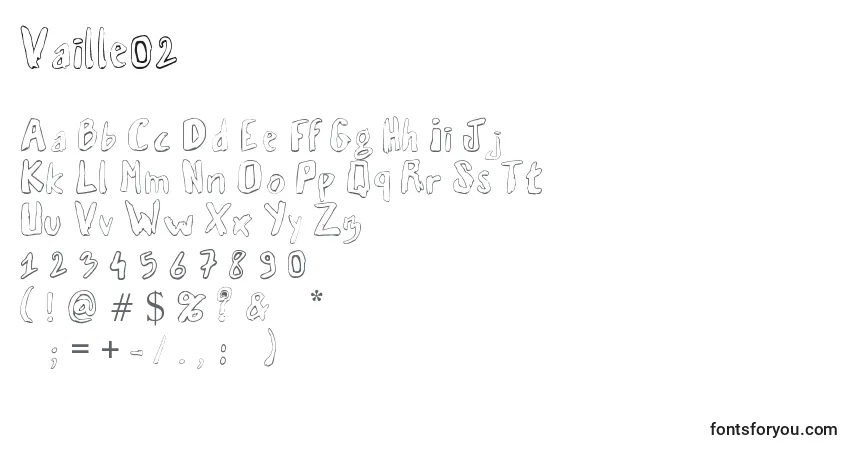 Czcionka Vaille02 – alfabet, cyfry, specjalne znaki