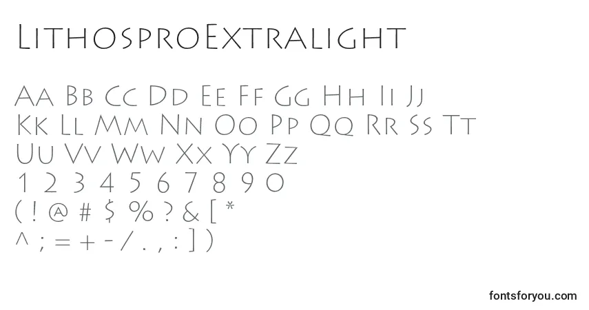 LithosproExtralight-fontti – aakkoset, numerot, erikoismerkit