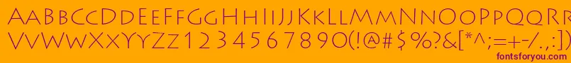 LithosproExtralight Font – Purple Fonts on Orange Background