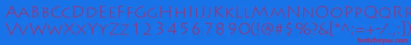 LithosproExtralight Font – Red Fonts on Blue Background