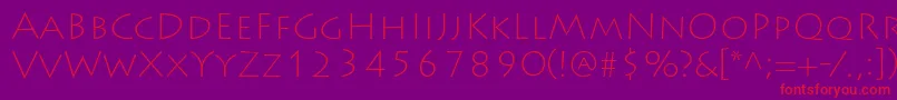 LithosproExtralight Font – Red Fonts on Purple Background