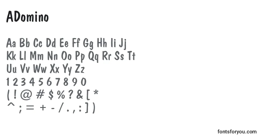 ADomino-fontti – aakkoset, numerot, erikoismerkit
