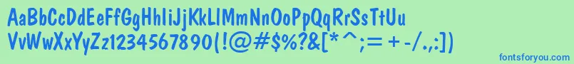 ADomino Font – Blue Fonts on Green Background