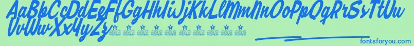 RipmonstersPersonalUse-Schriftart – Blaue Schriften auf grünem Hintergrund