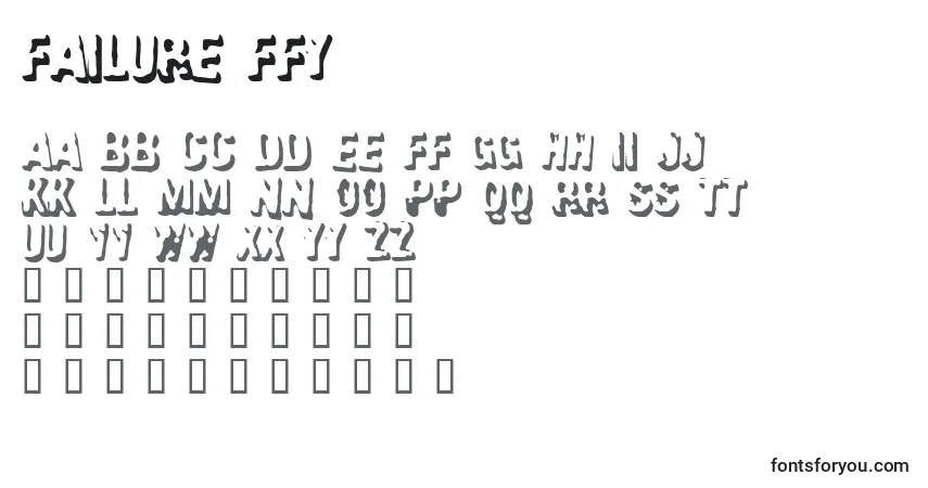 Schriftart Failure ffy – Alphabet, Zahlen, spezielle Symbole