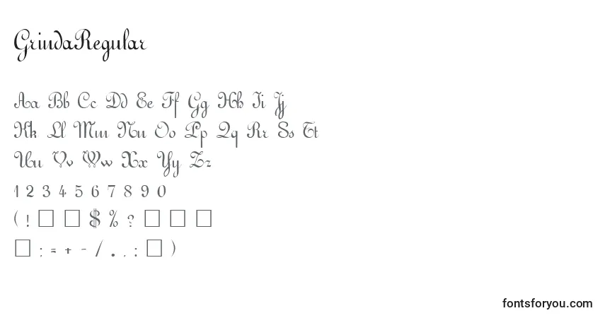 Fuente GrindaRegular - alfabeto, números, caracteres especiales