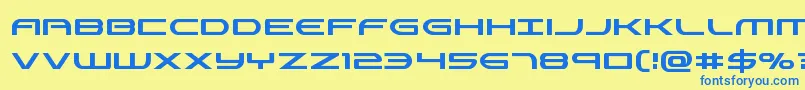 フォントAntietamcond – 青い文字が黄色の背景にあります。