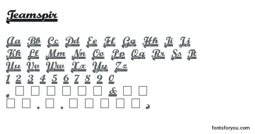 Czcionka Teamspir – alfabet, cyfry, specjalne znaki