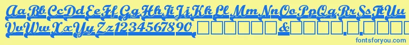 Teamspir-Schriftart – Blaue Schriften auf gelbem Hintergrund