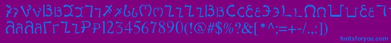 フォントEnochianwriting – 紫色の背景に青い文字