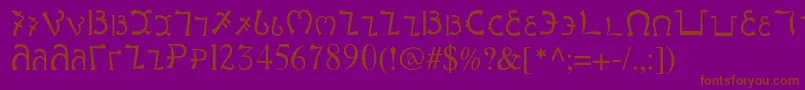 フォントEnochianwriting – 紫色の背景に茶色のフォント