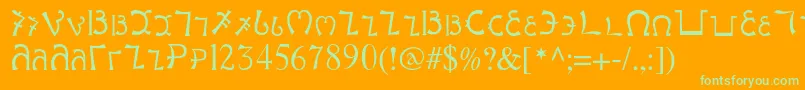 Enochianwriting Font – Green Fonts on Orange Background