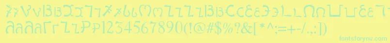 Enochianwriting Font – Green Fonts on Yellow Background
