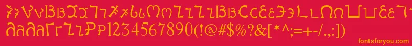 Enochianwriting Font – Orange Fonts on Red Background