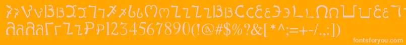 Enochianwriting Font – Pink Fonts on Orange Background