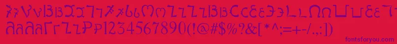 Fonte Enochianwriting – fontes roxas em um fundo vermelho