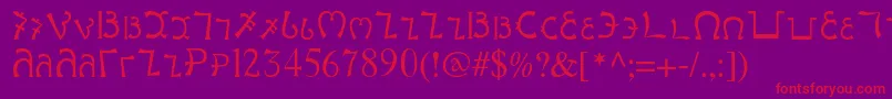 Enochianwriting-Schriftart – Rote Schriften auf violettem Hintergrund