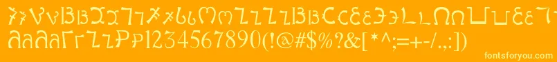 Enochianwriting Font – Yellow Fonts on Orange Background