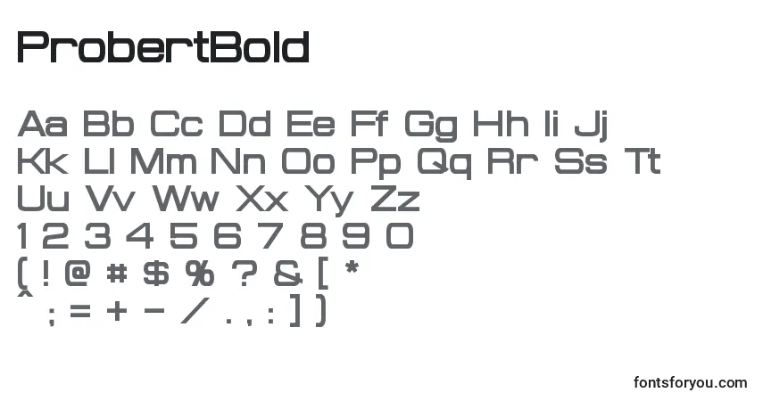 ProbertBold Font – alphabet, numbers, special characters