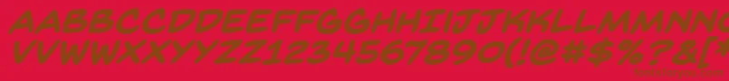 BackissuesbbBoldital-Schriftart – Braune Schriften auf rotem Hintergrund