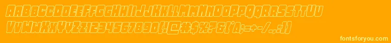 Opusmundioutlineital-Schriftart – Gelbe Schriften auf orangefarbenem Hintergrund