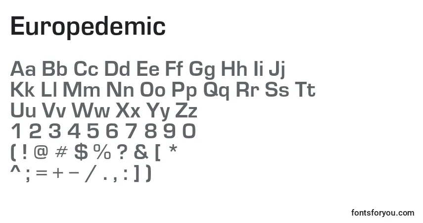 Fuente Europedemic - alfabeto, números, caracteres especiales