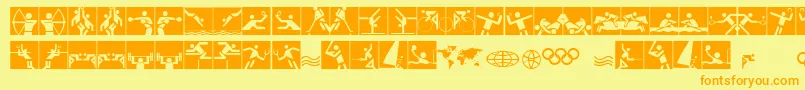 Olympi2-Schriftart – Orangefarbene Schriften auf gelbem Hintergrund