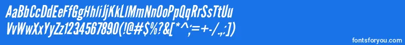 フォントLeaguegothicItalicWebfont – 青い背景に白い文字