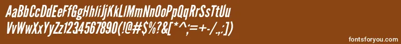 フォントLeaguegothicItalicWebfont – 茶色の背景に白い文字