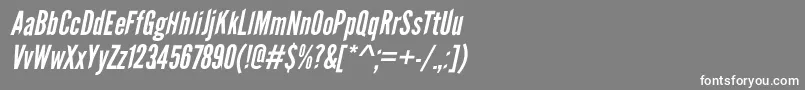 フォントLeaguegothicItalicWebfont – 灰色の背景に白い文字