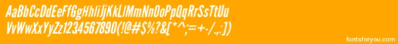 フォントLeaguegothicItalicWebfont – オレンジの背景に白い文字