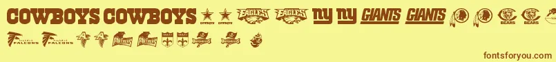 フォントNflNfc – 茶色の文字が黄色の背景にあります。