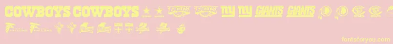 NflNfc-Schriftart – Gelbe Schriften auf rosa Hintergrund