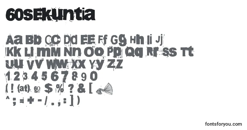 Czcionka 60sekuntia – alfabet, cyfry, specjalne znaki