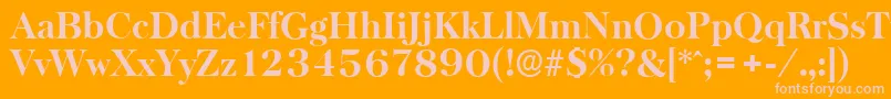 Fonte BaskervilleserialXboldRegular – fontes rosa em um fundo laranja