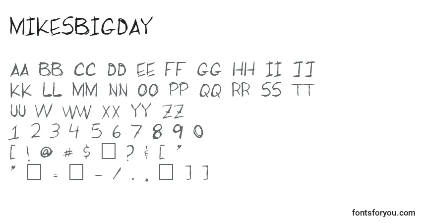 Schriftart MikesBigday – Alphabet, Zahlen, spezielle Symbole