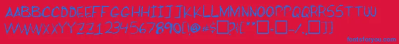 MikesBigday Font – Blue Fonts on Red Background