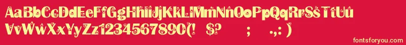 Ladybird Font – Yellow Fonts on Red Background
