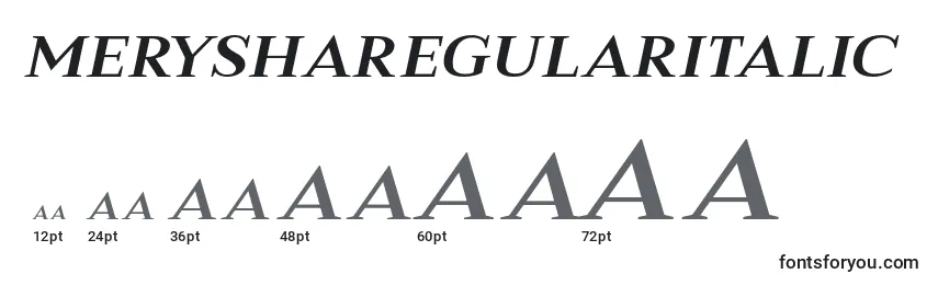 Размеры шрифта MeryshaRegularItalic