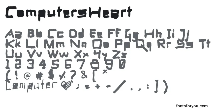Czcionka ComputersHeart – alfabet, cyfry, specjalne znaki