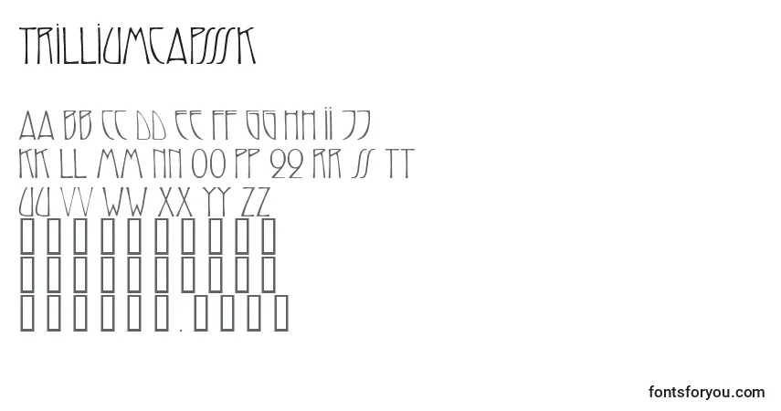 A fonte Trilliumcapsssk – alfabeto, números, caracteres especiais