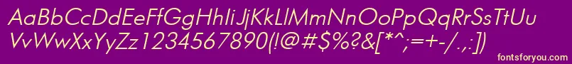 UkrainianfuturisItalic Font – Yellow Fonts on Purple Background