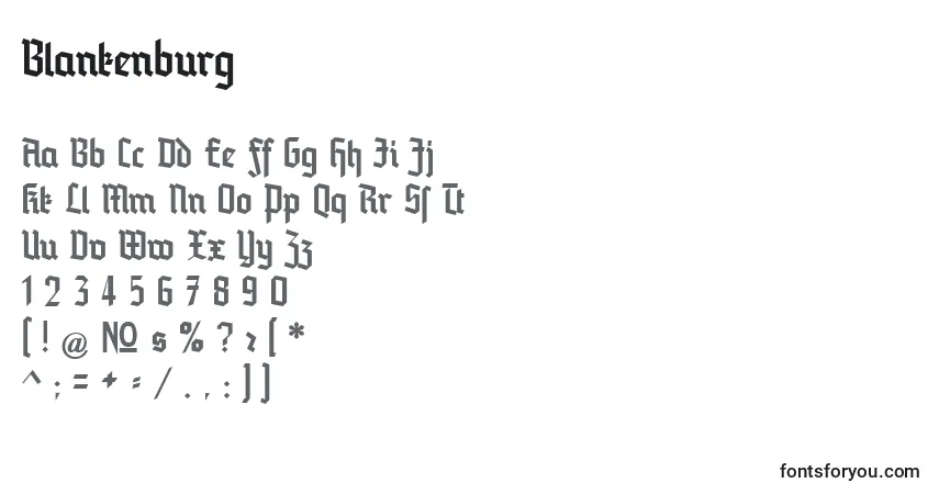 A fonte Blankenburg – alfabeto, números, caracteres especiais