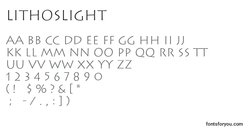 Шрифт LithosLight – алфавит, цифры, специальные символы