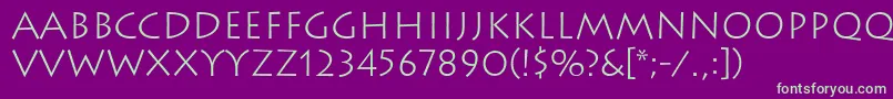 フォントLithosLight – 紫の背景に緑のフォント