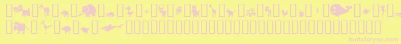 Winpets2-fontti – vaaleanpunaiset fontit keltaisella taustalla