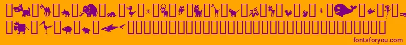 Winpets2-Schriftart – Violette Schriften auf orangefarbenem Hintergrund