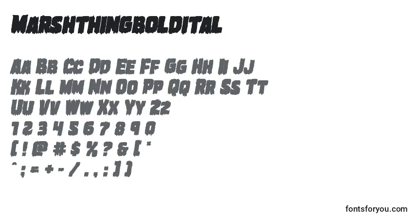 A fonte Marshthingboldital – alfabeto, números, caracteres especiais