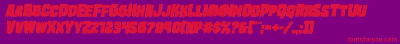 フォントMarshthingboldital – 紫の背景に赤い文字